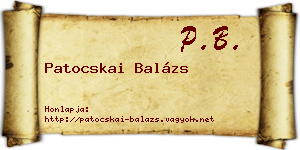 Patocskai Balázs névjegykártya