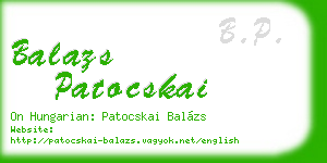 balazs patocskai business card